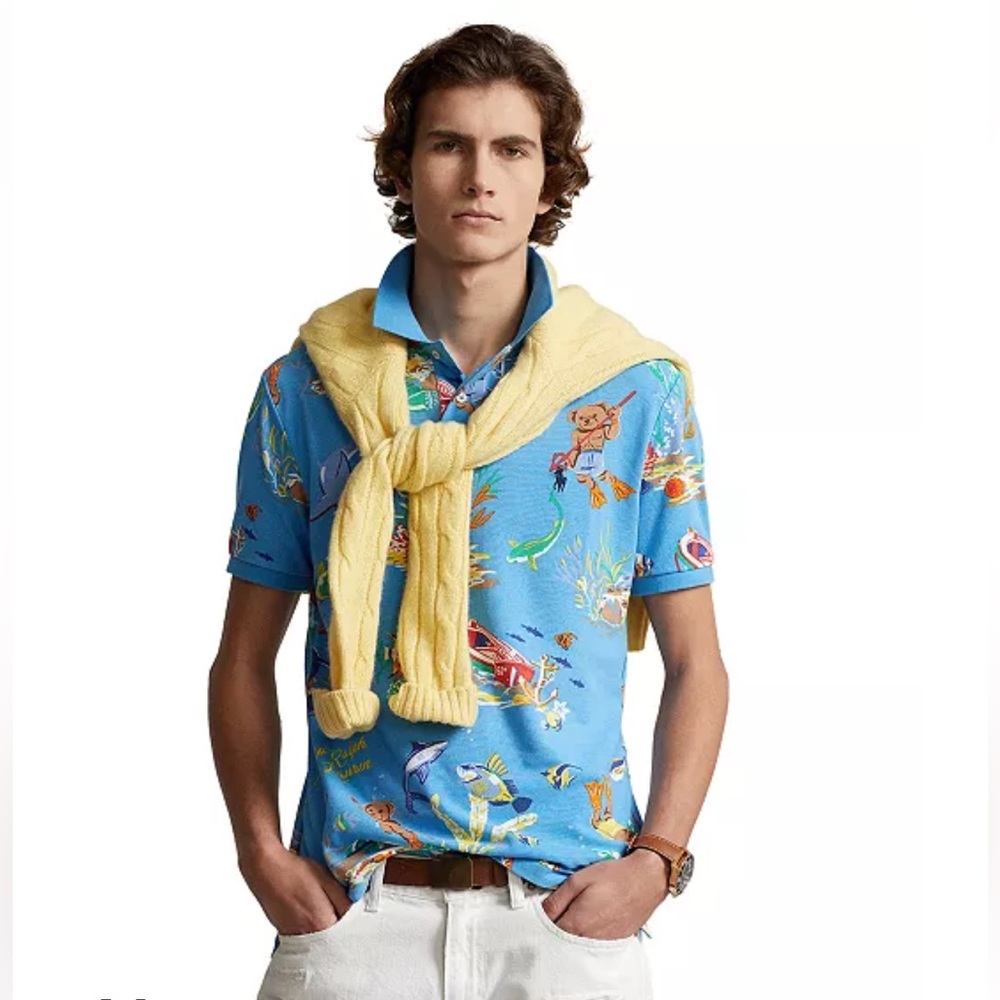 NWT POLO RALPH LAUREN Men's Classic-Fit Polo Bear Mesh Polo Shirt